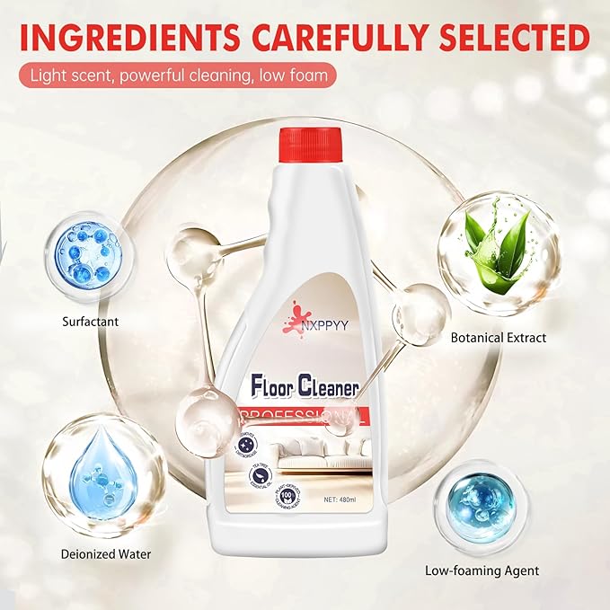 Floor Cleaning Solution Compatible with Roborock Q5/Q7/Q8/S7/S8/Qrevo Series, All Robot Vacuums & Wet Dry Vacuum, Floor Cleaner for Mopping, 4 Bottle Floor Cleaner Refill