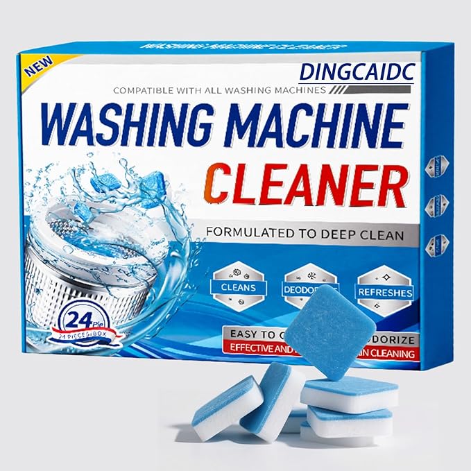 Washing Machine Cleaner Effervescent Tablets - 24 Pieces, Deep Cleaning Formula, Removes Grime & Odors, Deodorizes & Refreshes HE Top/Front Load Washers