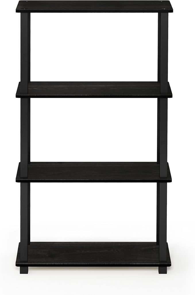 Furinno TURN-S-TUBE Storage Shelves, 4-Tier Book Shelf, Corner Shelf, Toolless Open Shelves, for Organization and Storage, Living Room, Garage, Home Office, Espresso