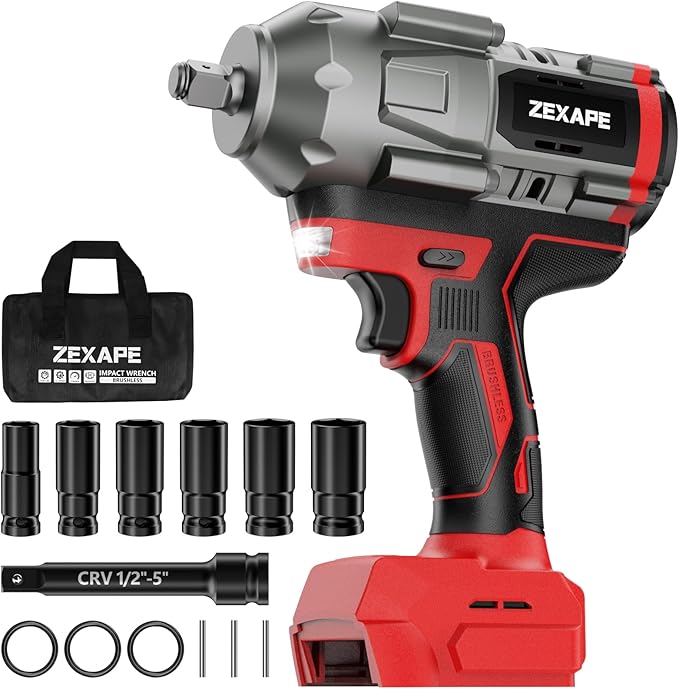 Cordless Impact Wrench 1/2 inch for Milwaukee 18V Battery, Impact Wrench 1360N.m(950Ft-lbs) High Torque Brushless Electric Impact Gun, Power Impact Driver with 3-Mode Speed, LED Work Light(no battery)