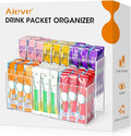 AIEVE Drink Packet Organizer, 2-Tier Water Flavor Packet Holder for Pantry Storage, Acrylic Drink Mix Organizer Hydration Powdered Mixes Holder Container for Cabinet Kitchen Storage