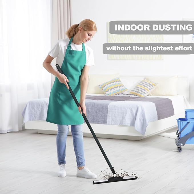 Floor Squeegee - 52 Inch Adjustable Long Handle 14.2 Inch Rubber Blade 180° Rotatable Head Heavy Duty Squeegee Broom for Floor Window Bathroom Tile Garage Concrete Shower Patio (Black)