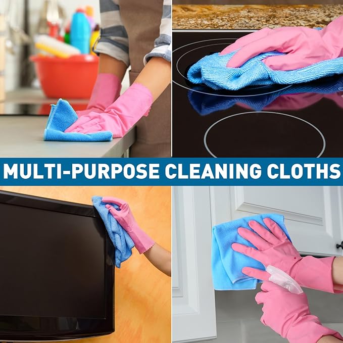 Microfiber Towels Bulk-150 Pack, Cleaning Cloths, Microfiber Towels for Cars, Cleaning Rags Blue (12x12 inches)