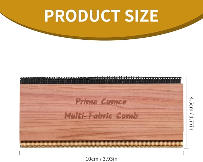 Cashmere Comb – 100 x 44 x 10mm Multi-Fabric Shaver for Clothing – Durable Cedar Wood Comb with Metal Pick – Easy to Use and Portable Fiber Cloth Pilling Remover Ideal for Sweaters, Fuzz