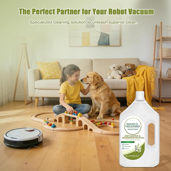 Floor Cleaning Solution Compatible with Tineco – 82 FL OZ Jasmine Floor Cleaner – Soft, Long-lasting Fragrance, – For All Cordless Wet/Dry Vacuum Mop Cleaner & Robot Vacuums with Mopping