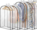 Dntorx 4 Pack Full Clear Garment Bags with Side Zipper, 40&60" Clothes Covers with 10" Gusset, Transparent Hanging Suit & Coat Covers for Closet Storage, Jackets, Dresses, Windbreakers