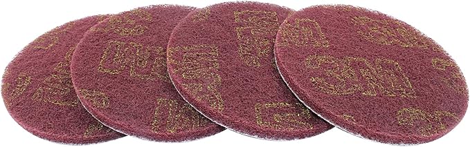 Hordion 8Pcs Scrub Pads Round Scrubber Scouring Pads Abrasive Scuffing Tool for Home Kitchen House Cleaning, Red