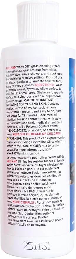 Rutland White Off, Gas Fireplace Glass Cleaner Cream, 8 Fl Oz