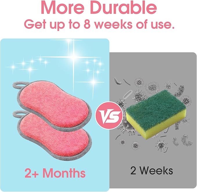Multi-Purpose Kitchen Scrub & Microfiber Sponge – Durable, Chemical-Free, Machine Washable, Tough Cleaning Power