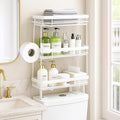 PowerKing Over The Toilet Storage Shelf, 3 Tier Bathroom Organizer Rack, No-Drill, Rust-Resistant Steel, Toilet Paper Holder for Restroom Bathroom, White