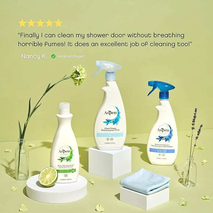 AspenClean | Glass Spray Cleaner | Streak-Free Window & Mirror Cleaner | Multi-Surface Cleaner| Non - Toxic | 100% Natural | EWG Verified | Pack of 2