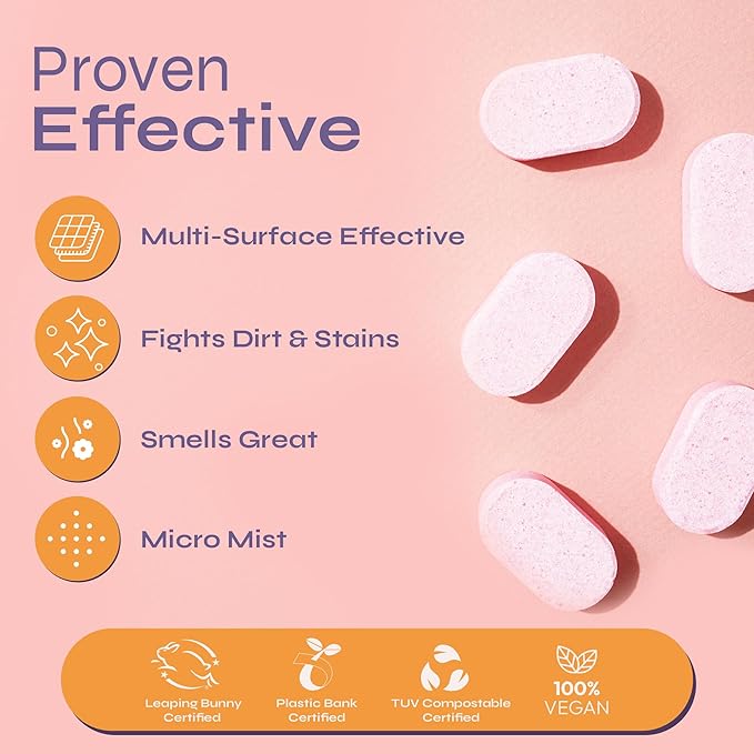 FOMIN Cleaner Refill Tablets - 24 Tablets (2 Pack) - Makes 408 fl oz (24 x 17 Fl oz) Magnolia Grapefruit & Lemon Zest - All-In-One Tablet Cleaner For Bathroom, Household & Kitchen Cleaning