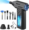 Electric Air Duster 4 Gear Adjustable 130000RPM Super Power Cordless Compressed Air Duster Rechargeable Brushless Blower 4 Nozzles 10 Brushes for Computer, Keyboards, Home, Cars and Outdoor