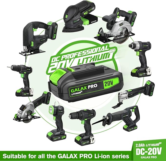 GALAX PRO Cordless Drill Driver/Impact Driver with 1pcs 1.3Ah Lithium-Ion Batteries, Charger Kit, 11pcs Accessories and Tool Bag
