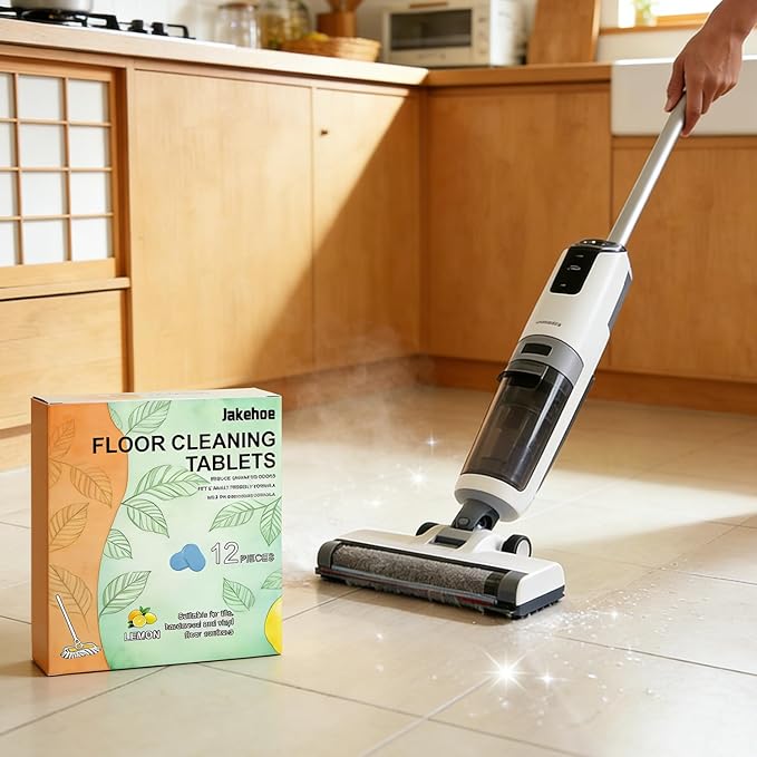 Floor Cleaner Tablets Hard Floor Cleaner Tablets, Deep Cleans for Multiple Hard Floors for Tile, Vinyl, Hardwood, Fresh Lemon Scent, Compatible with Robot Mops & Wet/Dry Vacuums(2PCS)