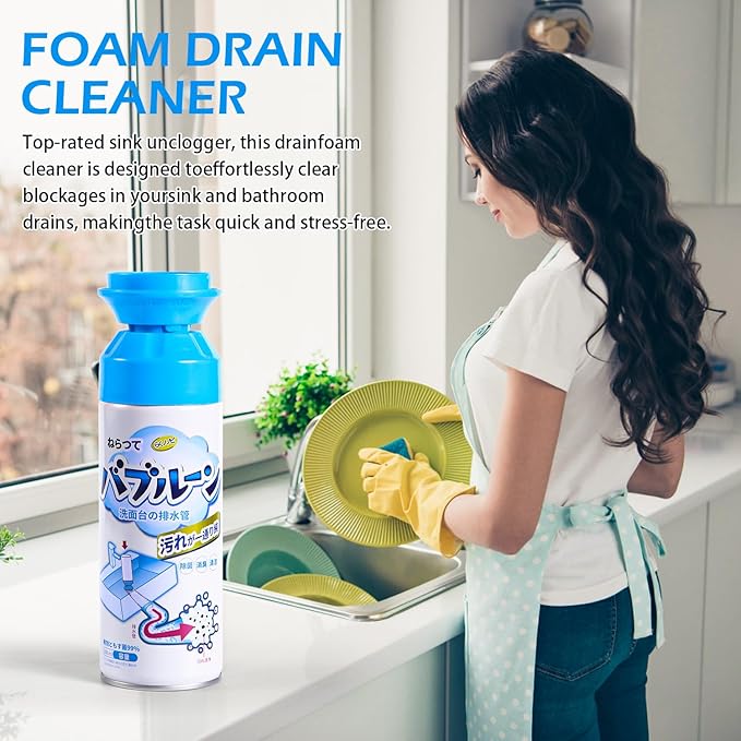 Foaming Drain Cleaner,Drain Clog Remover – Sink Cleaner and Deodorizer,Foaming Cleaners for Kitchen, Sinks, Shower Drains,Tubs(2pcs)