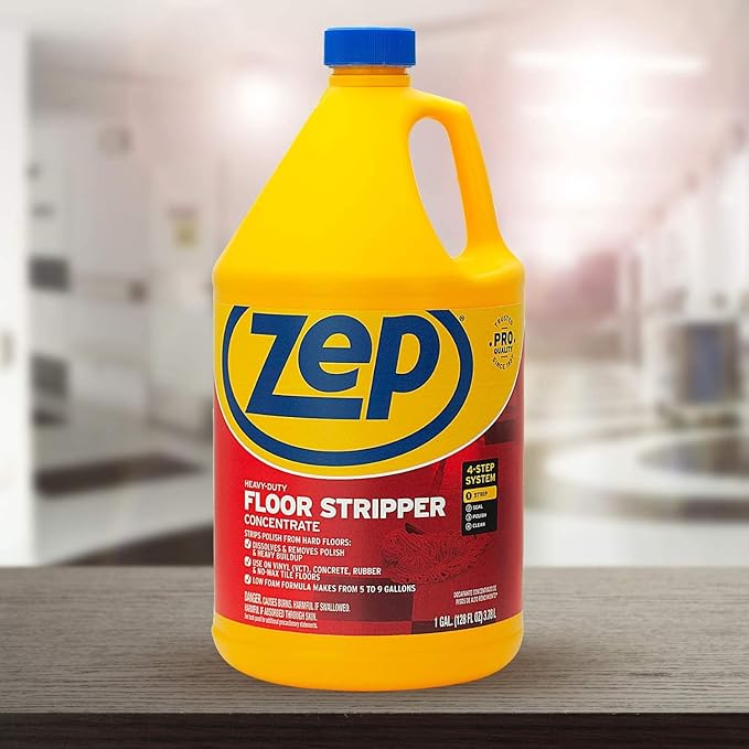 Zep Heavy-Duty Floor Stripper Concentrate - 1 Gallon (1 Unit) ZULFFS128 - Low Foaming, Deep Penetrating Floor Stripper, Removes Finish, Polish and Heavy Buildup