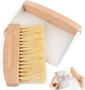 Small Dustpan and Brush Set with Wooden Handle,Mini Metal Crumb Sweeper for Countertops,Desk,Pet Hair,Car,Portable Cleaning Tools for Kitchen,Camping,Sofa (White)