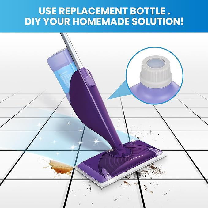 Refillable Bottle for Swiffer® Wet Jet™ Mop - 1250ml /42.3 FL OZ - Leak-Proof HDPE Solution Bottle, Empty，Not for Power mop