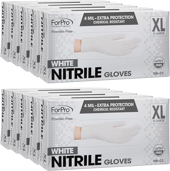 ForPro Disposable Nitrile Gloves, Chemical Resistant, Powder-Free, Latex-Free, Non-Sterile, Food Safe, 4 Mil