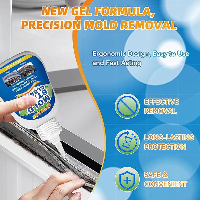 Mold Stain Cleaner Gel, 8 Fl oz Washing Machine Cleaner for Pools, Toilets, Doors and Windows, All-Purpose Household Remover Gel for Washing Machine Seal, Bathroom Grout, Shower Caulk, Tile, Sink