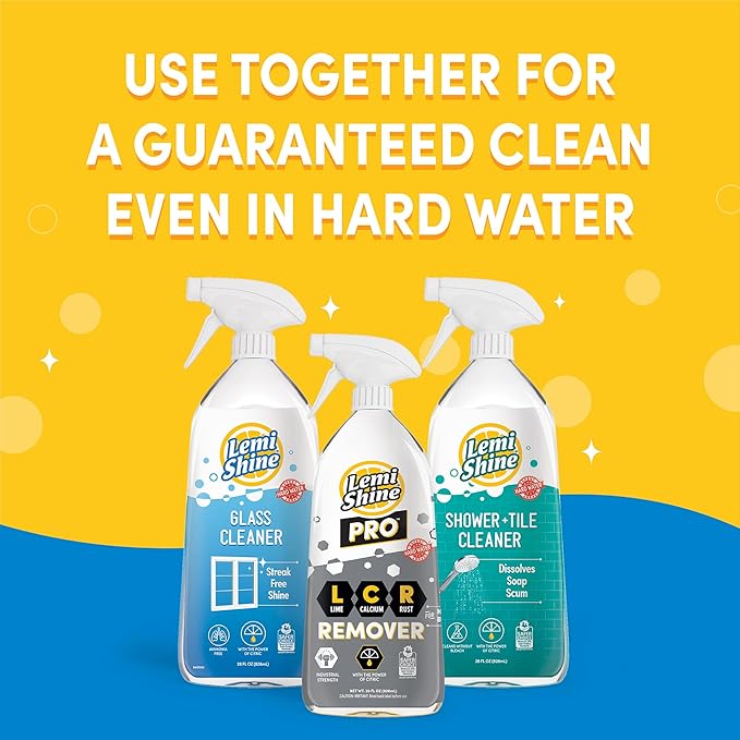 Lemi Shine Glass & Surface Cleaner - Multi-Surface Glass Cleaner Spray with Powerful Citric Acid, Cleans Smudges and Streaks From Windows, Glass, And Mirrors, 28oz - 3 Pack