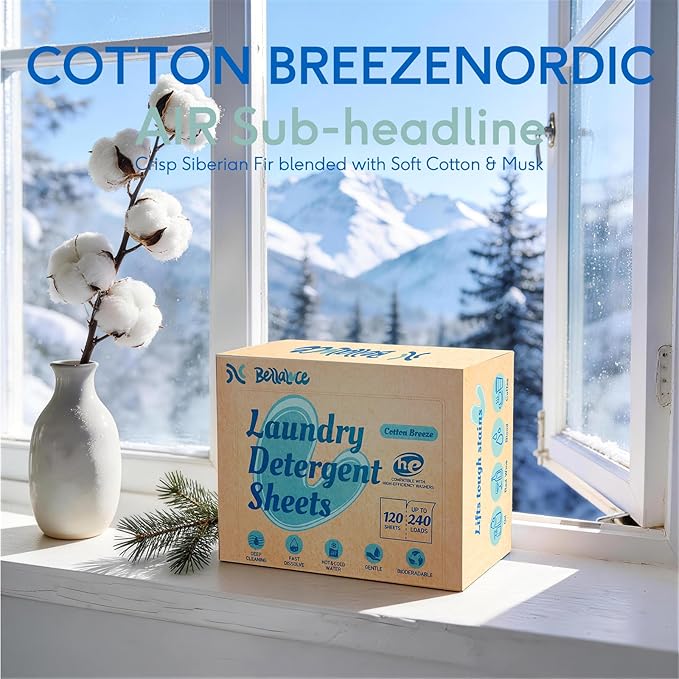 BellaLuce Laundry Detergent Sheets – 240 Loads Fresh Scent, Hypoallergenic & Eco-Friendly Laundry Sheets Detergent, Plastic-Free Washer Sheets for Home, Dorm & Apartment