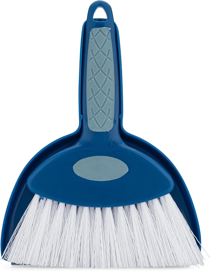 Small Broom with Snap-on Dust Pan, Blue Hefty Durable (1)