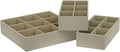 Household Essentials 3 Piece Drawer Organizers Starter Set, Customizable Inserts, Large Tray and 2 Small Trays, Cream