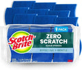 Scotch-Brite Zero Scratch Scrub Sponge, 9 Kitchen Sponges for Cleaning Around the Home, Bathroom & More, Effective + Gentle Dish Scrubber, Best for Nonstick Pots and Pans, Safe on Most Surfaces