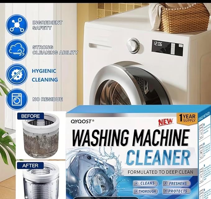 QYQOST Washing Machine Cleaner Tablets, Deep Cleaning Descaler for Front Loader and Top Load Washer, 1 Year Supply