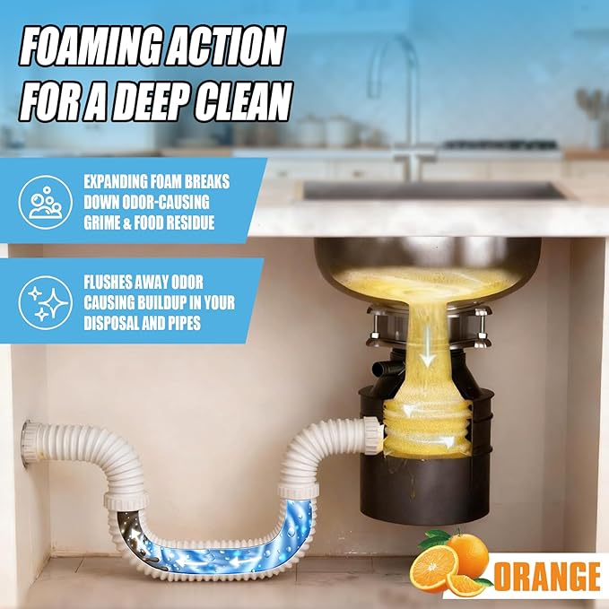 Garbage Disposal Cleaner Tablets, Deep Clean & Deodorizer Pods for Kitchen Sink Disposal, Help Remove Odor, Grease & Food Residue, Easy Monthly Maintenance