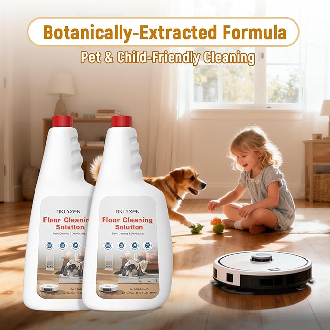 Floor Cleaning Solution Compatible with Roborock (Q5/Q7/Q8/Q10/S7/S8/Saros 10R/F25/Qrevo Series) , All Robot Vacuums & Cordless Wet Dry Vacuum with Mopping, 5 Bottle Original Floor Cleaner Refill