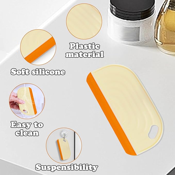 2 PCS Small Handhold Squeegee for Household, Mini Size Silicon Cleaning Scraper with Hanging Design, Water Wiper Scraper for Cleaning Glass Mirror Bathroom Kitchen Countertop (2 pcs, Yellow)