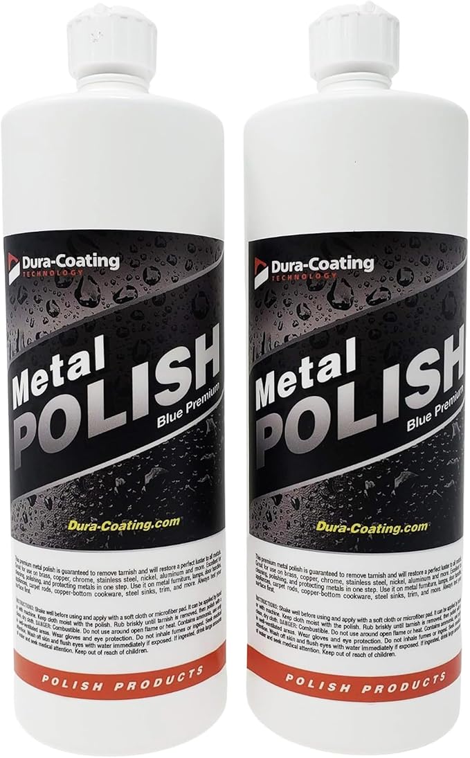 DURA-COATING TECHNOLOGY, Blue Premium Metal Polish - Perfect Brightener and Scratch Remover for Aluminum Wheels, Diamond Plate, Stainless Steel, Copper, Brass, & Nickel - (1/2 Gallon Bottle)