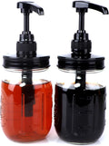Glass Mason Syrup Sauce Bottle With Dispenser Pump 16 Oz Mason Jar Honey Coffee Syrup Condiment Ketchup Container Food Grade Airtight & Leak-Proof -2 set