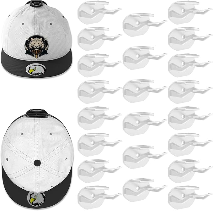 22 Pack Adhesive Hat Hooks for Wall, Super Strong Hat Rack for Baseball Caps, Hat Organizer Display for Home Decor, Hat Hangers Holder for Wall, Door, Closet, No Drilling - USA Patented (White)