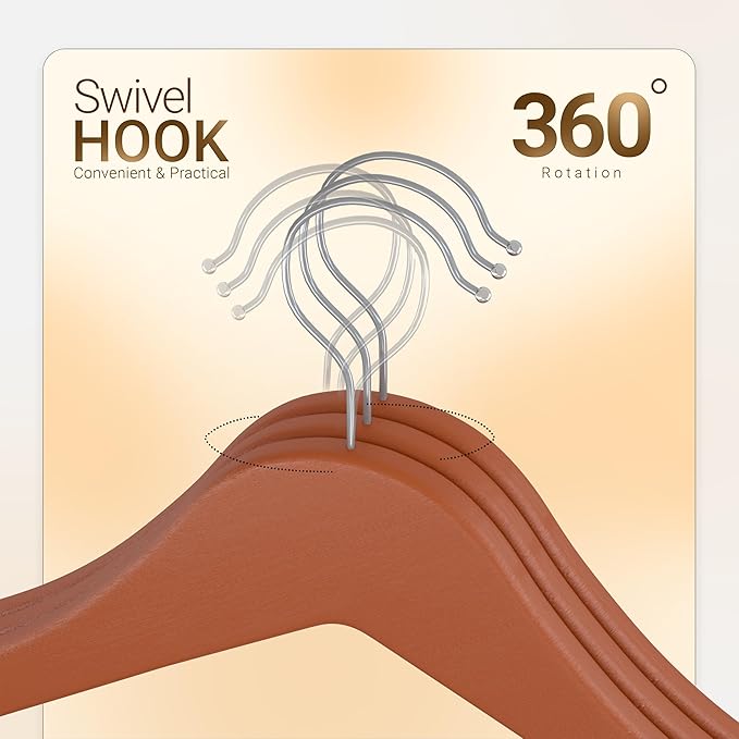 Utopia Home Premium Wooden Hangers 30 Pack - Durable & Slim Coat Hanger - Suit Hanger with 360-Degree Rotatable Hook - Wood Hangers with Shoulder Grooves (Cherry)