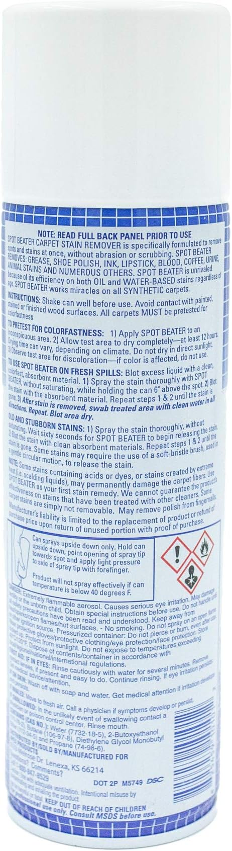 Spot Beater Instant Carpet Spot Remover for Fresh, Old & Stubborn Stains Such as Oil, Grease, Ink, Lipstick, Coffee, Pet Stains & More, 16 Oz, Pack of 6