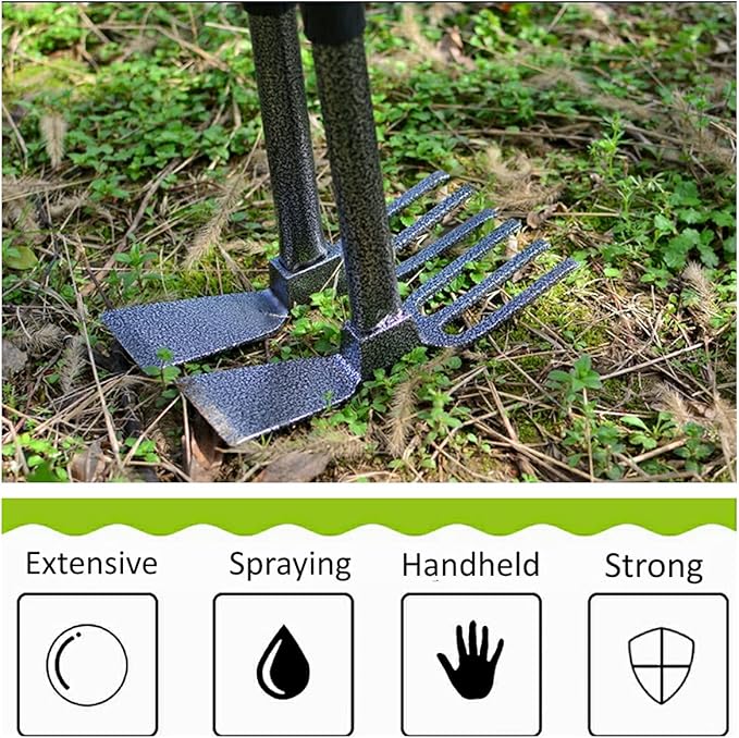 ZOG Garden Big Hand Digger and Hoe Combo Garden Tool,Heavy Duty Hand Tiller,Garden Hoe,Cultivator,Non-Slip Handle & Anti-Rust Head is The Perfect Dual Headed Weeding Tool.(Big)