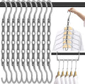 DUCOO Space Saving Hangers 10 Pack, Heavy Duty Magic Cascading Hanger Organizer with 5 Enclosed Anti-Slip Holes, Closet Organizers and Storage for Clothes, College Dorm Room Essentials, Gray