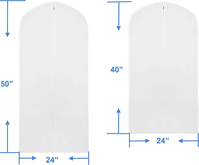 Simple Houseware 40/50-Inch Clear Garment Bags with Zipper for Suits, Dresses, Costumes, Uniforms - 7 Pack