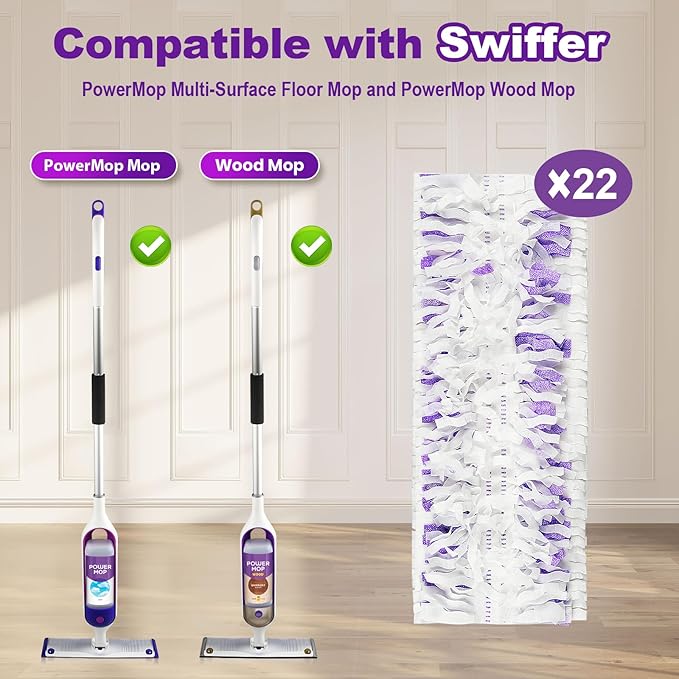 22 Count Pad Refills for Swiffer PowerMop Multi-Surface Mop, Absorbent Cleaning Pads for Hardwood, Tile & Laminate Floors