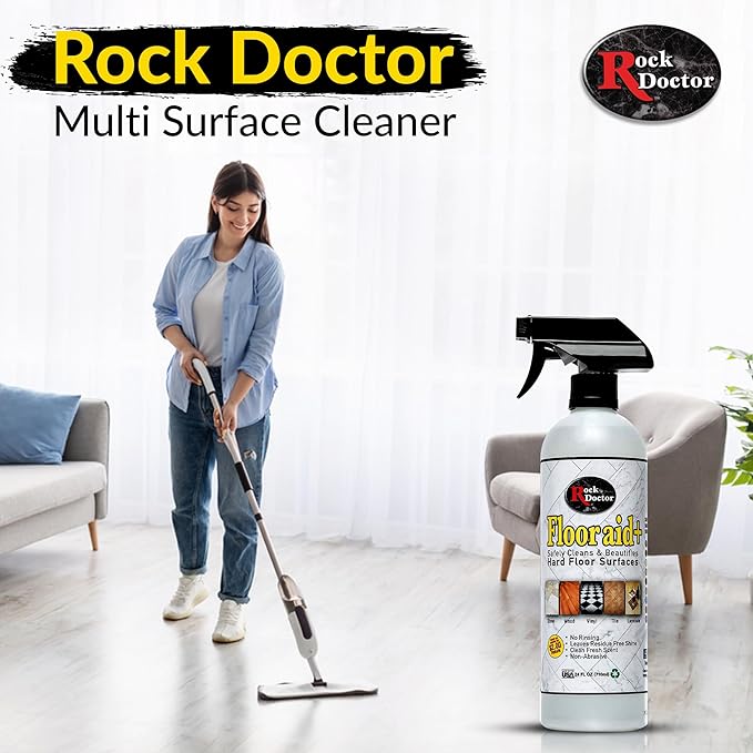 Flooraid Rock Doctor Multi-Surface Floor Cleaner Combo Pack, 64 oz and 24 oz – Cleans Vinyl, Ceramic Tile, and Stone
