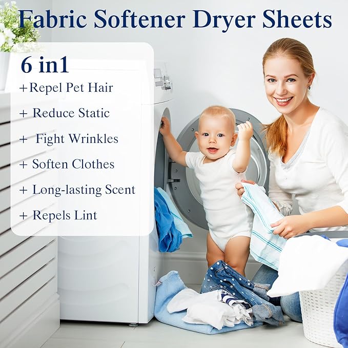 720 Count Dryer Sheets Bulk Fabric Softener Lavender Scent Plant Formula Organic Naturally Softens and Removes Static Cling