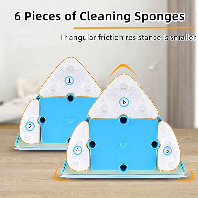 Double-Sided Window Cleaner Glass Wiper Magnetic Cleaning Tools, 5-Gears Adjustable Magnetic Glider Washing Brush Tools, for High-Rise Double Thick Glazed Windows Thickness 0.3"-1" (Blue)