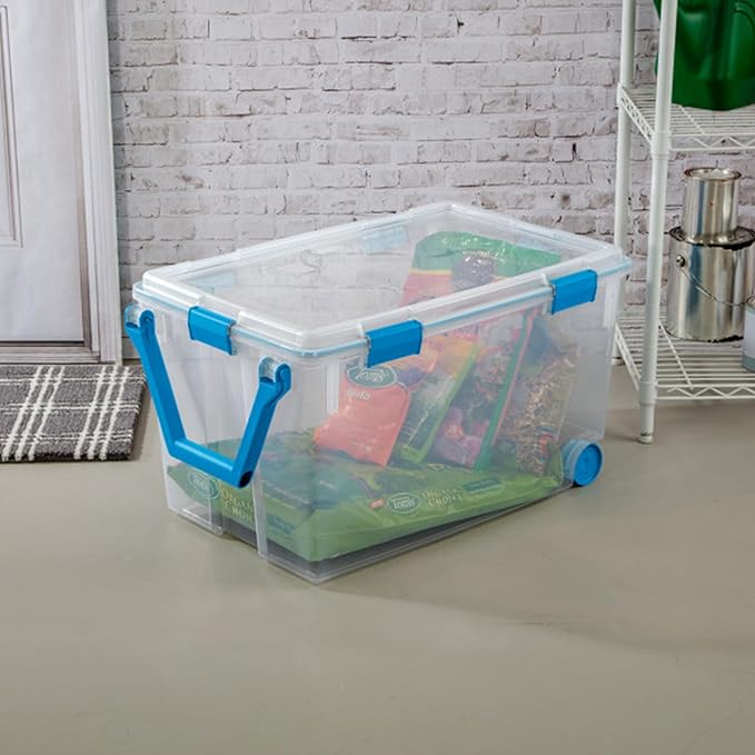 Sterilite 6-Pack Gasket Box, Weather-Resistant Storage Bins with Latching Lids, 120 Quart - Heavy-Duty Organizing Containers for Closet, Bathroom, and Office