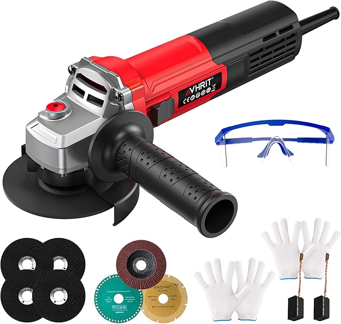 Angle Grinder 10 Amp, 4-1/2 inch Power Angle Grinder Tools with 13000 RPM, 1200W Small Angle Grinder for Cutting, Grinding, Polishing