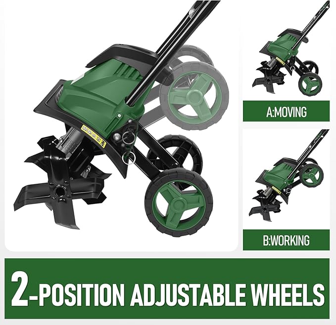 14-Inch Electric Tiller Cultivator, LAZYLAND 10A 360RPM Corded Rototiller with 8.7-Inch Tillling Depth, 4X4 Steel Tines for Garden/Lawn/Yard/Soil Aeration/Soil Cultivation