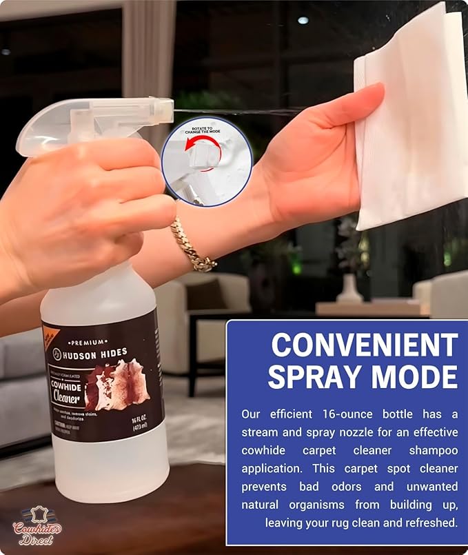 Cowhides Direct Cowhide Carpet Cleaner Spray - Rug Cleaner & Shampoo for Cowhide Rugs - Pet Stain Remover & Spot Cleaner for Area Rugs